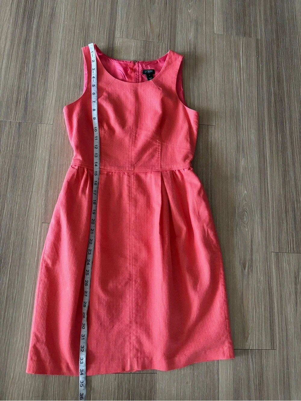 J.Crew Dress Fit Flare Cotton Coral Peach Sleeveless Womens 0 Preppy Classic Y2K